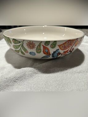 DASH of THAT Colorful Paisley Ceramic large  serving Bowl
